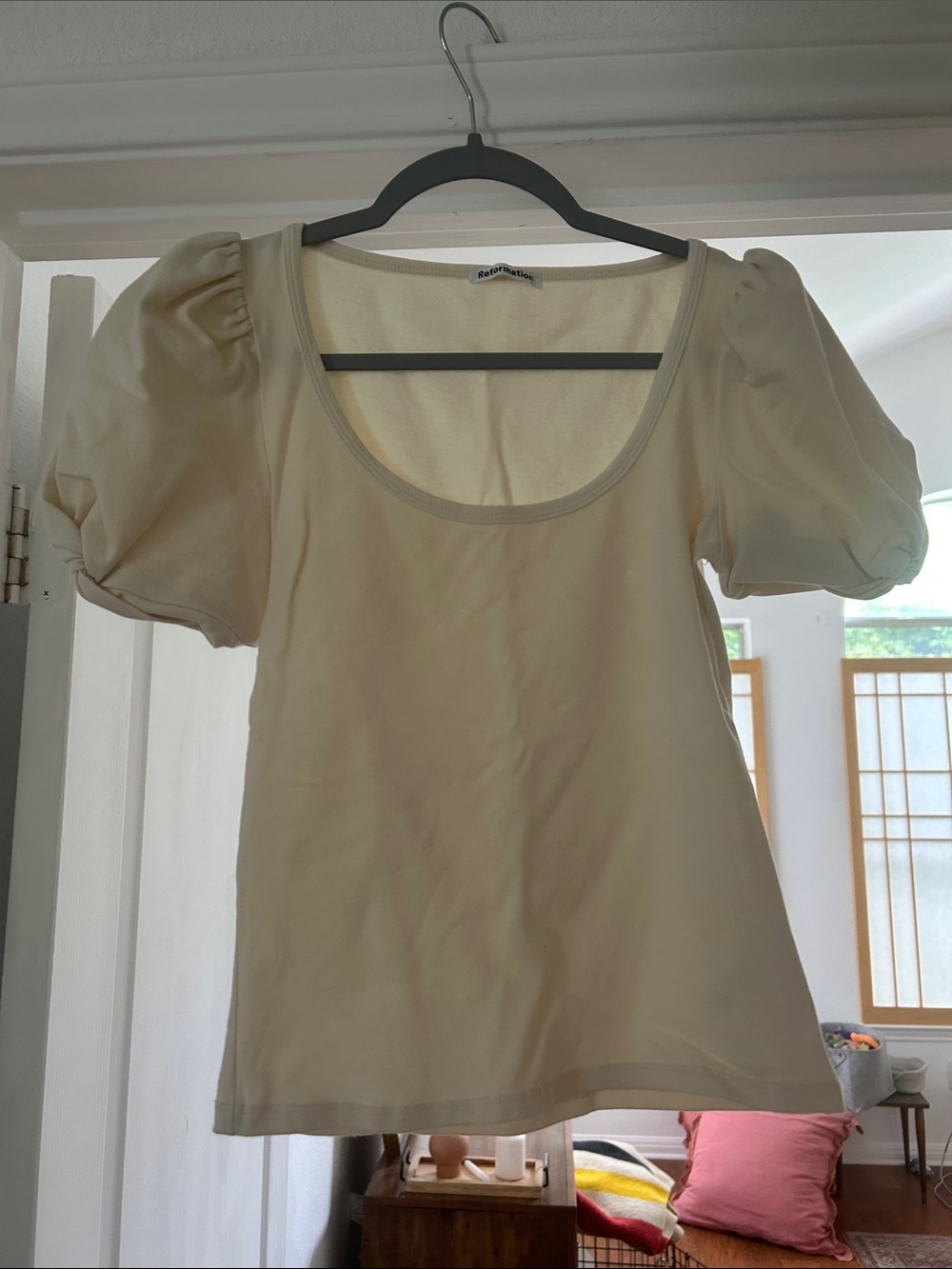 Reformation Cream Puff Sleeve Scoop Neck Top